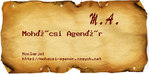 Mohácsi Agenór névjegykártya